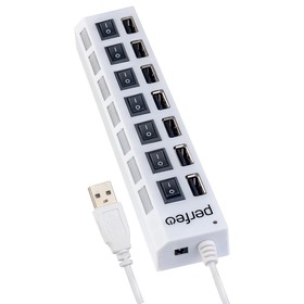 Разветвитель USB (Hub) Perfeo PF-H033, 7 портов, USB 2.0, белый 10353195