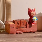 Деревянный календарь с кубиками "Киса с цветком" 12,3х6,5х11 см - Фото 1