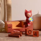 Деревянный календарь с кубиками "Киса с цветком" 12,3х6,5х11 см - Фото 4