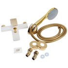 Смеситель для ванны ZEIN Z3891, однорычажный, шланг, держатель, белый/gold= - Фото 13