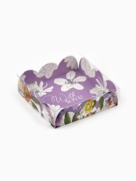 Коробка для печенья, кондитерская упаковка с пластиковой крышкой, With love, 10.5 х 10.5 х 3 см (комплект 5 шт)
