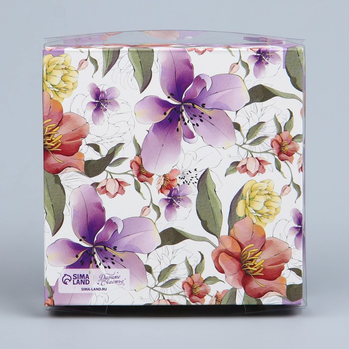 Коробка для кондитерских изделий с PVC крышкой With love, 10.5 х 10.5 х 3 см
