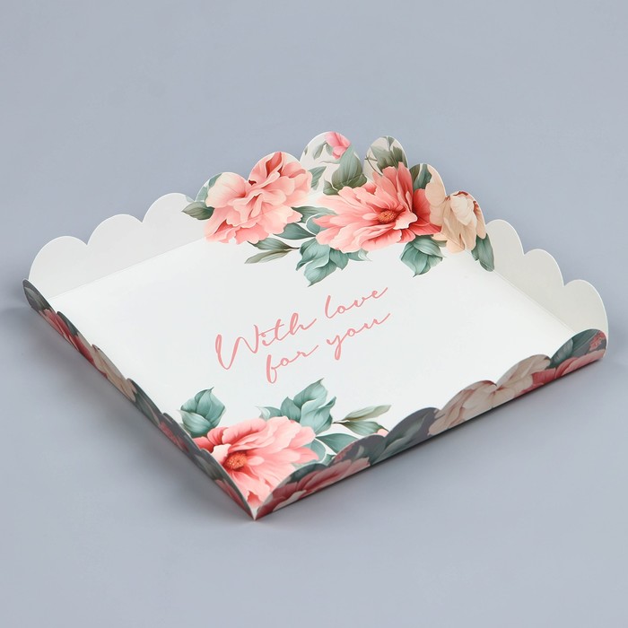 Коробка для кондитерских изделий с PVC крышкой With love for you, 21 х 21 х 3 см