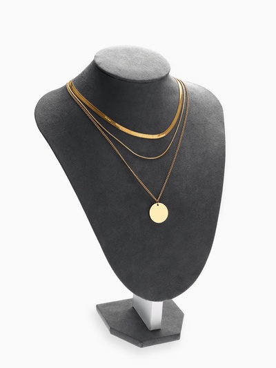 Бюст для украшений QF, 20×8×29 см, h=29 см, флок, серый графит