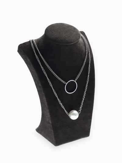 Бюст для украшений QF, 12×6×19 см, h=19 см, флок, серый графит