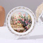Панно-тарелка «Розы», белая, D = 20 см, лаковая миниатюра - фото 321237732