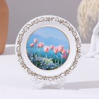 Панно-тарелка «Тюльпаны», белая, D = 14,8 см, лаковая миниатюра - фото 9499757