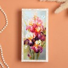 Шкатулка «Ирисы и бабочка», белая, 11 × 22 см, лаковая миниатюра - фото 9499783