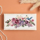 Шкатулка «Цветы и птица», белая, 11 × 22 см, лаковая миниатюра - фото 9499792