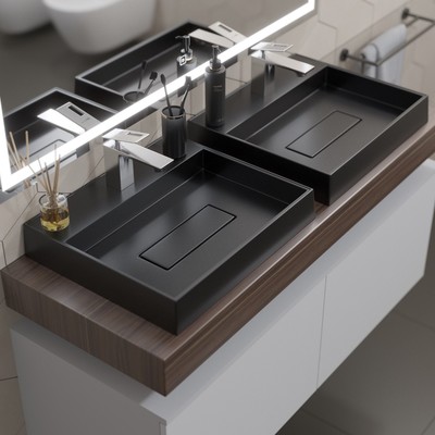 Раковина накладная кварцевая Uperwood Tanos Quartz, 50 см, с декоративной накладкой, космос