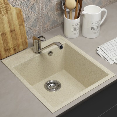 Мойка кухонная из камня Uperwood ECON UPD-404, 002, прямоугольная, цвет 002 бежевая матовая