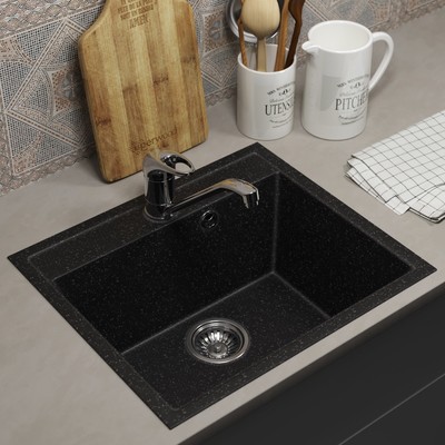 Мойка кухонная из камня Uperwood ECON UPD-408, 004, прямоугольная, цвет 004 черная матовая   1030246