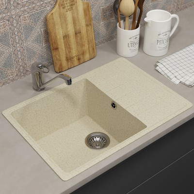 Мойка кухонная из камня Uperwood ECON UPD-506, 002, прямоугольная, цвет 002 бежевая матовая