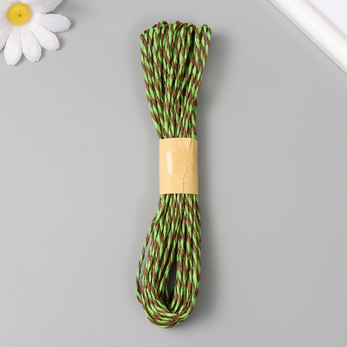 Пряжа для вязания спицами, крючком 100% целлюлоза Softino Raffia Color Melange, кручёная, зелёный луг, 10 м ±2 м - Фото 1