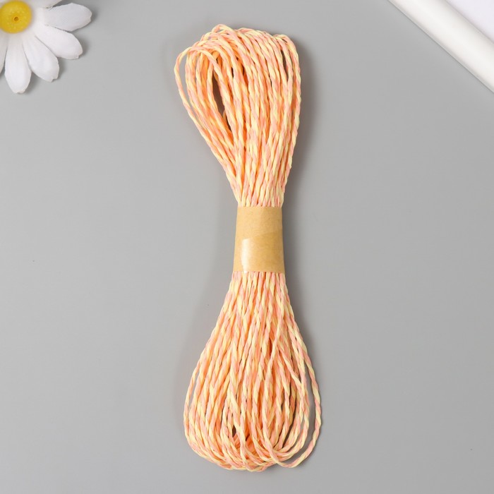 Пряжа для вязания спицами, крючком 100% целлюлоза Softino Raffia Color Melange, кручёная, жёлто-розовая, 10 м - Фото 1