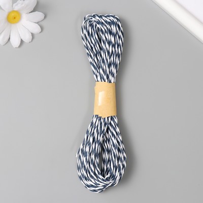 Пряжа для вязания спицами, крючком 100% целлюлоза Softino Raffia Color Melange, кручёная, бело-синяя, 10 м