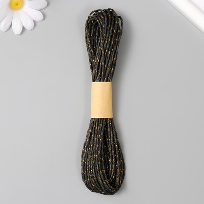 Пряжа для вязания спицами, крючком 100% целлюлоза Softino Raffia Color Melange, кручёная, чёрная с золотом, 10 м