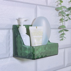 Органайзер для хранения «GREEN», навесной, 1 секция, с клеевой основой, 11.8×7.8×9 см, полупрозрачный, зелёный