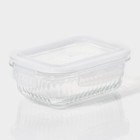 Контейнер для еды Доляна Basic, 370 мл, 14.5×10.5×5.5 см, прямоугольный, жаропрочного стекло, прозрачный - Фото 3
