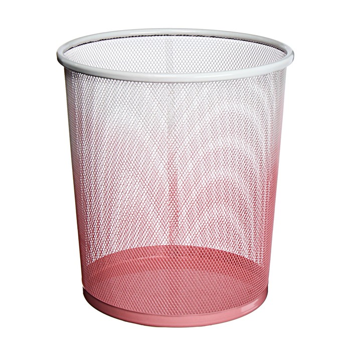 Корзина для бумаг Calligrata, 15 литров, сетка, металлическая, белый/розовый - Фото 1