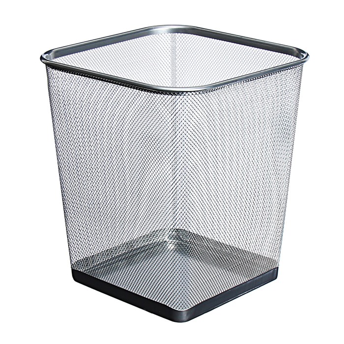 Корзина для бумаг Calligrata, 17 л, сетка, металлическая, квадратная, серебро - Фото 1