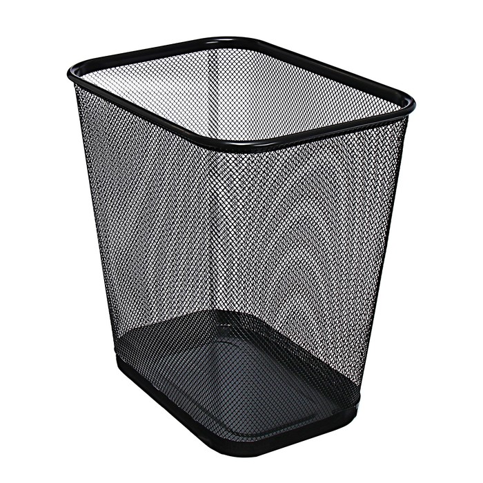 Корзина для бумаг Calligrata, 14 л, сетка, металлическая, прямоугольная, чёрный - Фото 1