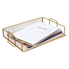 Лоток для бумаг Calligrata, горизонтальный, металлическая сетка, 1 отделение, золото 9930880 - фото 7490122