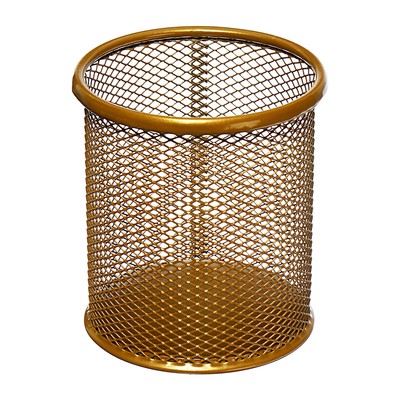 Стакан для пишущих принадлежностей, круглый, сетка, металл, золотой