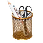 Стакан для пишущих принадлежностей, круглый, сетка, металл, золотой - Фото 2