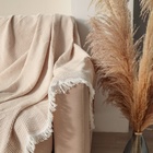 Плед с бахромой «Этель» Waffle, 130×180 см, бежевый - Фото 2