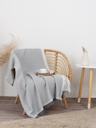 Плед с бахромой «Этель» Waffle, 130×180 см, серый - Фото 1