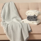 Плед с бахромой «Этель» Waffle, 130×180 см, серый - Фото 2