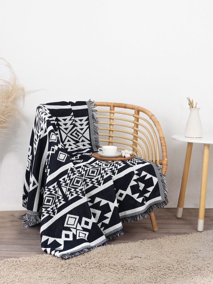 Плед с бахромой «Этель. Этника», 130×180 см, серый - Фото 1