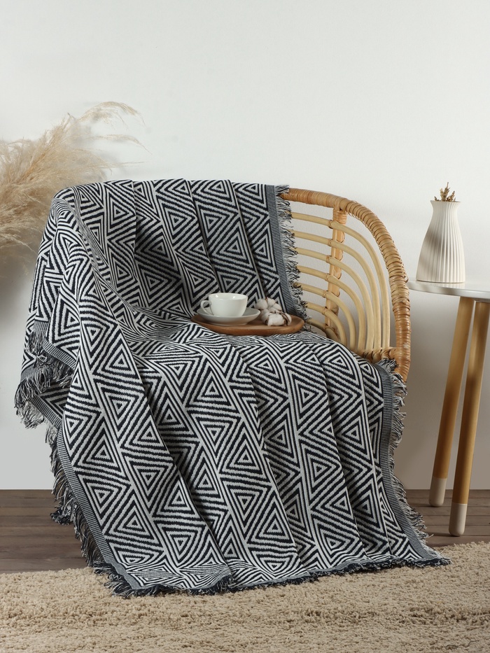 Плед с бахромой «Этель» Hypnosis, 130×180 см, серый - Фото 1