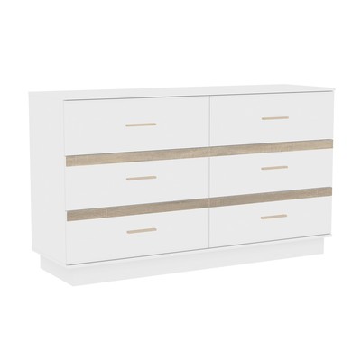 Комод напольный для хранения вещей «Анона 4», 6 ящиков, 1640×501×959 мм, цвет белый/дуб сонома
