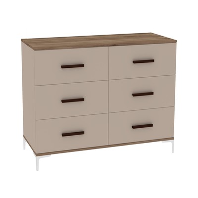 Комод для хранения вещей «Кара 4», на ножках, 6 ящиков, 1640×521×987 мм, цвет дуб табачный craft/велюр