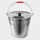 Ведро, 12 л, d=32 см, с крышкой, AISI 201 сталь - Фото 1