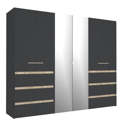 Шкаф прямой шестистворчатый для одежды «Анона 7», 2700×594×2205 мм, цвет антрацит/дуб сонома