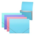 Папка-картотека, А4, 12 отделений, 600 мкм, ErichKrause "Diagonal Pastel", на резинке, тиснение, микс - фото 321210715