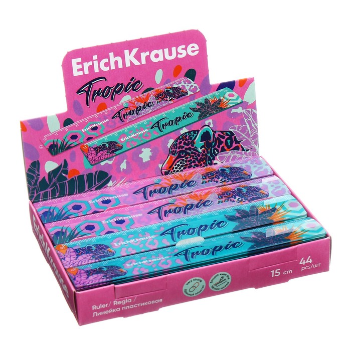 Линейка 15 см ErichKrause "Tropical", микс