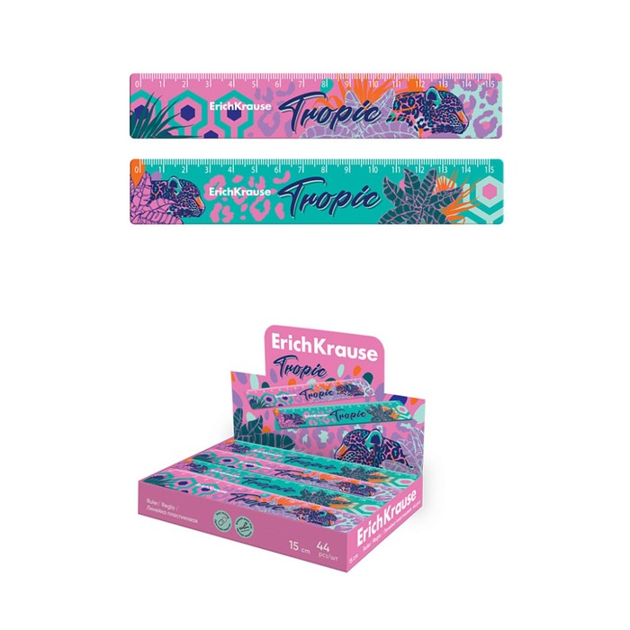 

Линейка 15 см ErichKrause "Tropical", микс