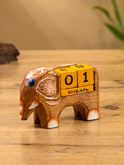 Вечный календарь с кубиками «Слоник», 11×4.5×6.6 см, дерево, МИКС