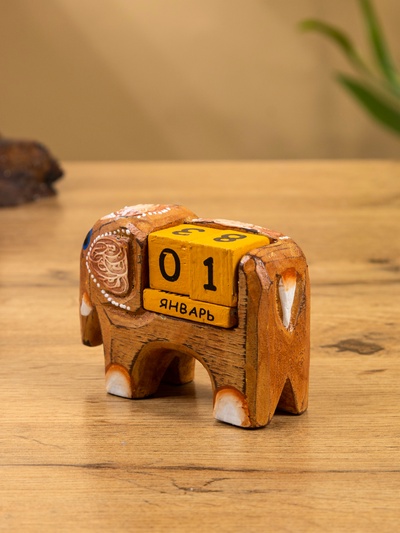 Вечный календарь с кубиками «Слоник», 11×4.5×6.6 см, дерево, МИКС