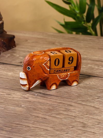 Вечный календарь с кубиками «Слоник», 11×4.5×6.6 см, дерево, МИКС