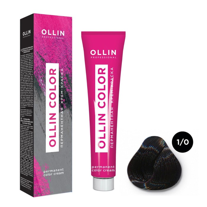 Крем-краска для волос перманентная Ollin Professional Color, тон 1/0 иссиня-чёрный, 60 мл - Фото 1