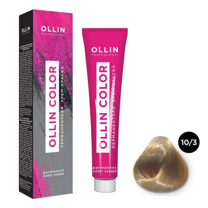 Крем-краска для волос перманентная Ollin Professional Color, тон 10/03 светлый блондин прозрачно-золотистый, 60 мл - Фото 1