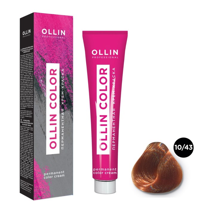 Крем-краска для волос перманентная Ollin Professional Color, тон 10/43 светлый блондин медно-золотистый, 60 мл - Фото 1