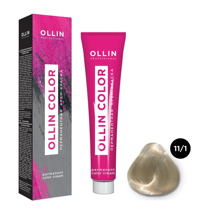 Крем-краска для волос перманентная Ollin Professional Color, тон 11/1 специальный блондин пепельный, 100 мл - Фото 1