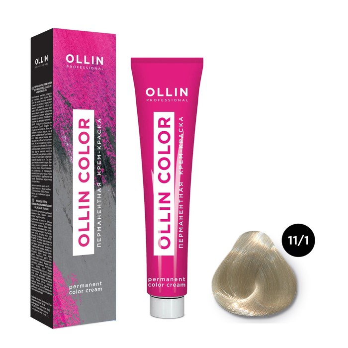 Крем-краска для волос перманентная Ollin Professional Color, тон 11/1 специальный блондин пепельный, 60 мл - Фото 1
