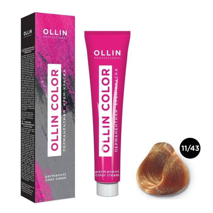 Крем-краска для волос перманентная Ollin Professional Color, тон 11/43 специальный блондин медно-золотистый, 60 мл - Фото 1